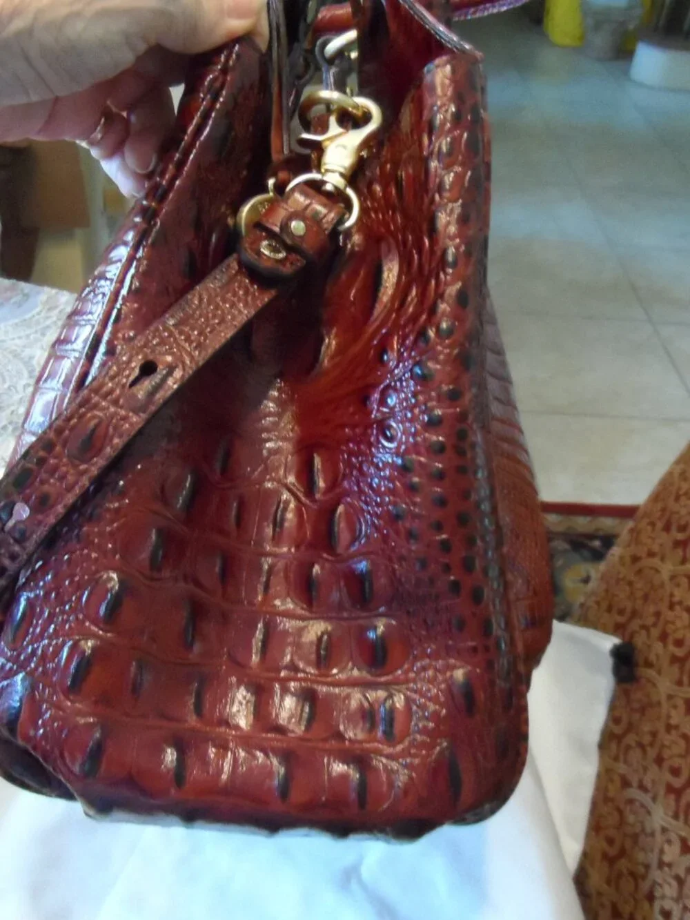 New Brahmin Elisa Pecan Melbourne Leather Handbag
